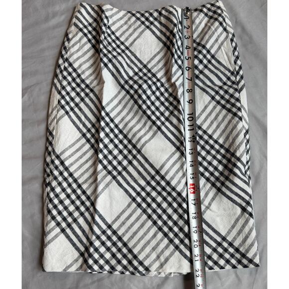Saks Fifth Ave, Black/White Plaid, Lined, Linen, Pencil/Straight Skirt- 2 - Picture 6 of 6